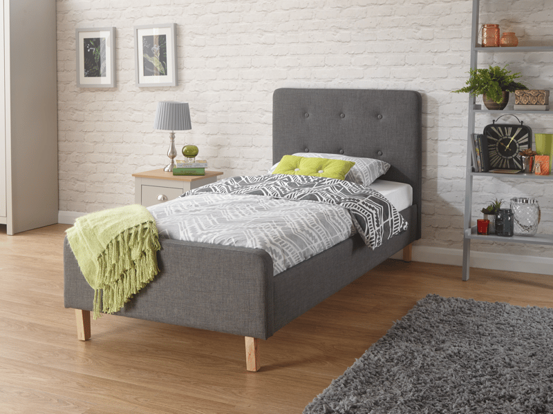 GFW Ashbourne Dark Grey Fabric Bed - image 1