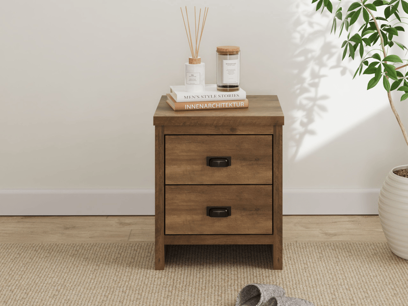GFW Boston 2 Drawer Bedside Table Bedside Chest - image 1