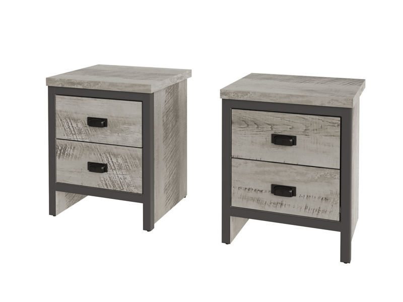 GFW Boston 2 Drawer Bedside Table Pair Bedside Chest - image 2