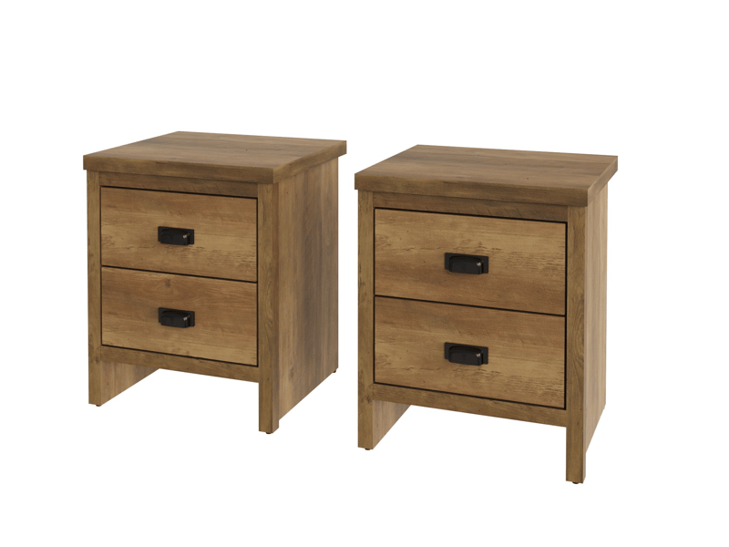 GFW Boston 2 Drawer Bedside Table Pair Bedside Chest - image 2