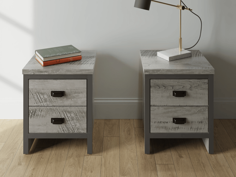 GFW Boston 2 Drawer Bedside Table Pair Bedside Chest - image 1