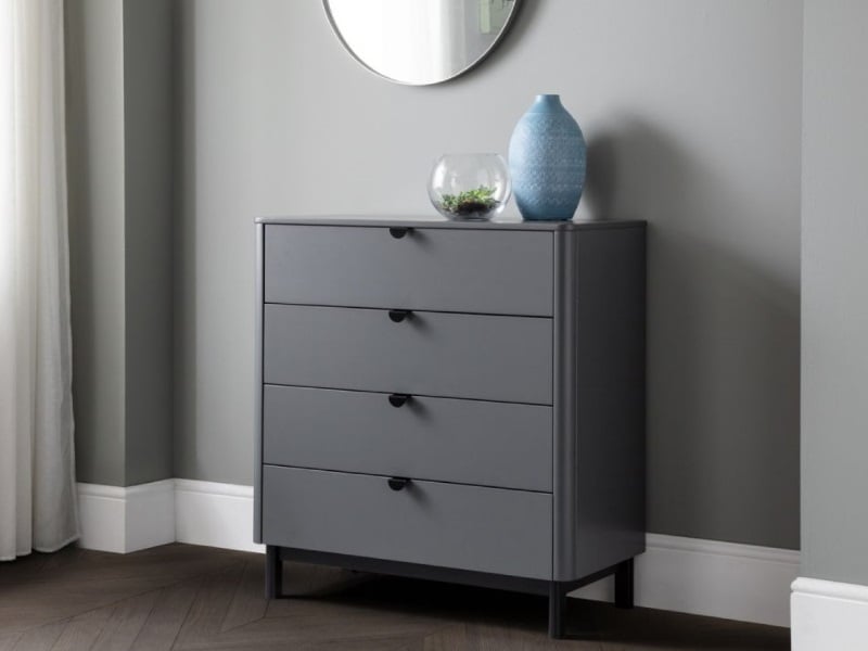 Julian Bowen Chloe 4 Drawer Chest Storm Grey Lacquer - image 1