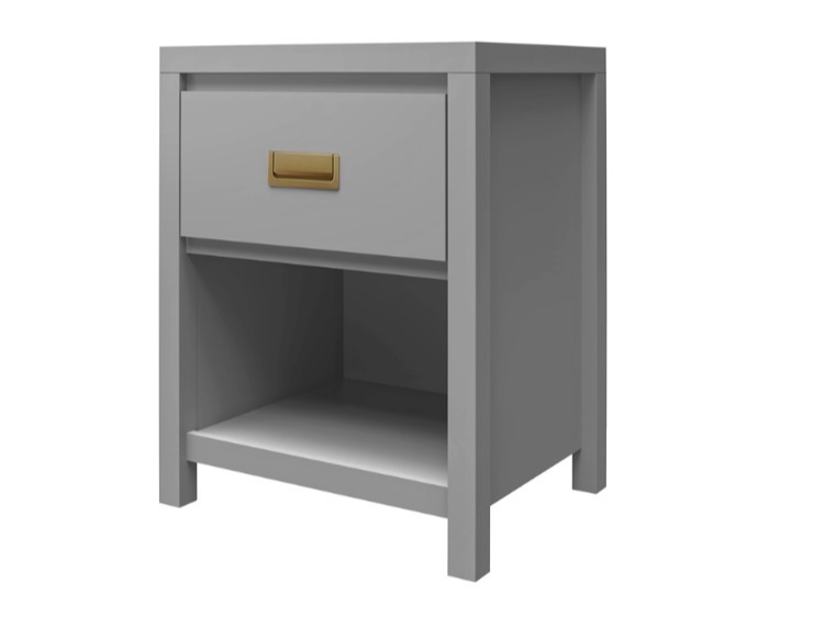 Little Seeds Haven 1 Drawer Nightstand Grey and Gold Nursery Furniture - image 3