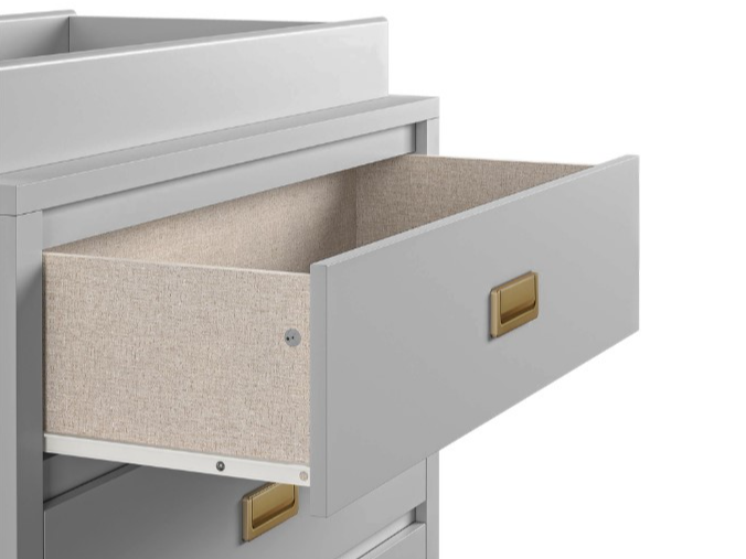 Little Seeds Haven 3 Drawer Dresser Grey and Gold with Topper Changing Table - image 7