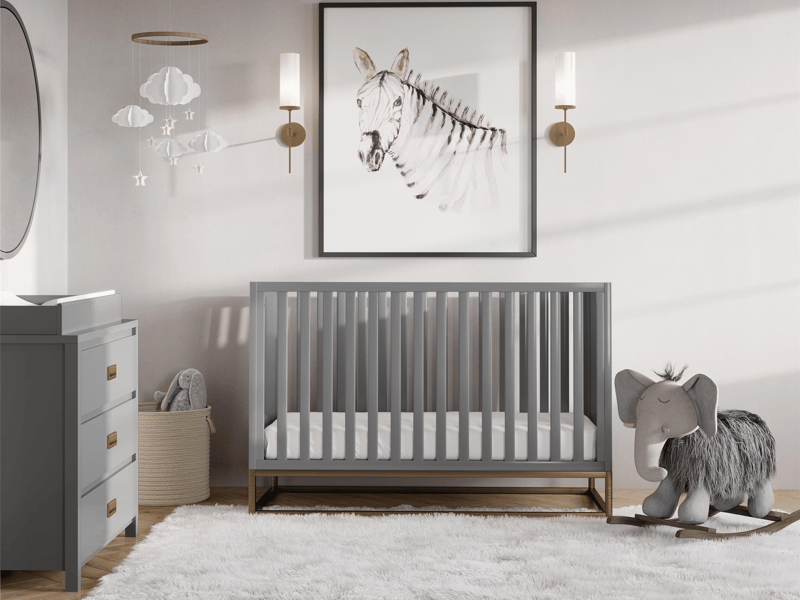 Little Seeds Haven 3 Drawer Dresser Grey and Gold with Topper Changing Table - image 6
