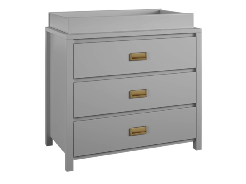 Little Seeds Haven 3 Drawer Dresser Grey and Gold with Topper Changing Table - image 1