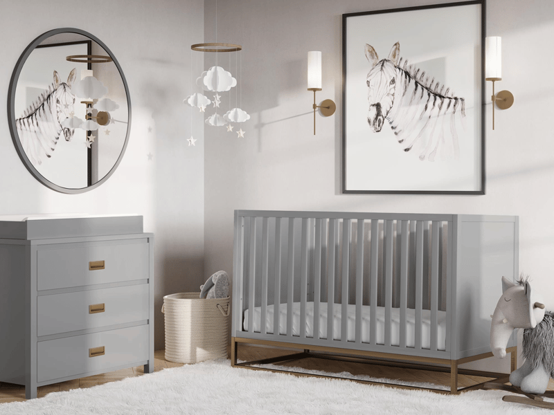 Little Seeds Haven 3 Drawer Dresser Grey and Gold with Topper Changing Table - image 5