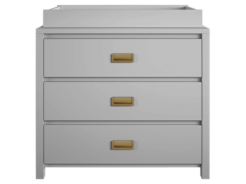 Little Seeds Haven 3 Drawer Dresser Grey and Gold with Topper Changing Table - image 2