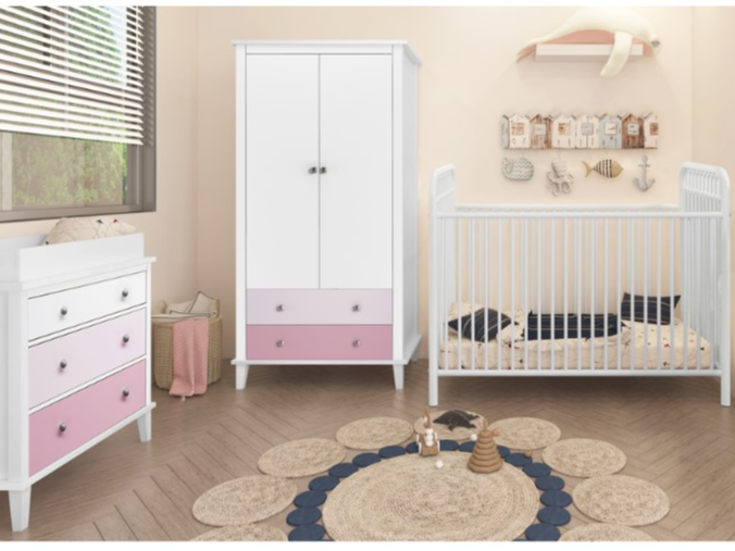 Little Seeds Poppy wardrobe White and Pink Nursery Wardrobe - image 6
